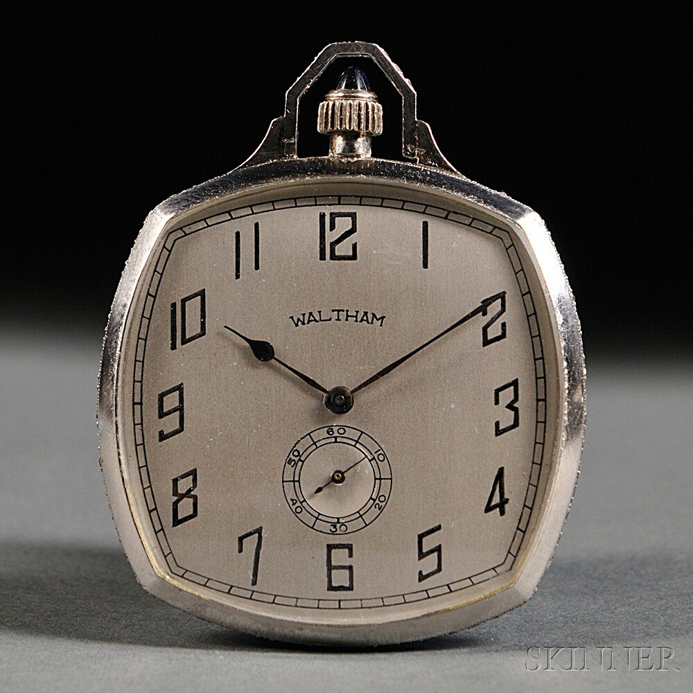 Platinum Waltham Cushion Style Opera Watch Waltham Massachusetts c 1920