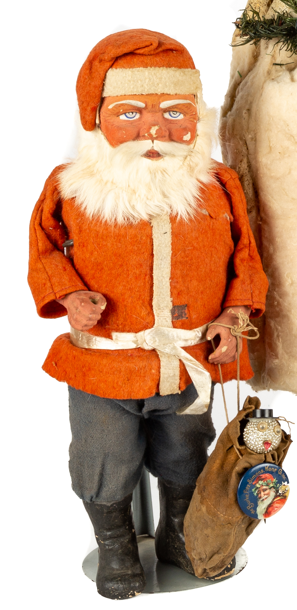 19TH CENTURY GERMAN SANTA CANDY CONTAINER Paper mache and cloth
