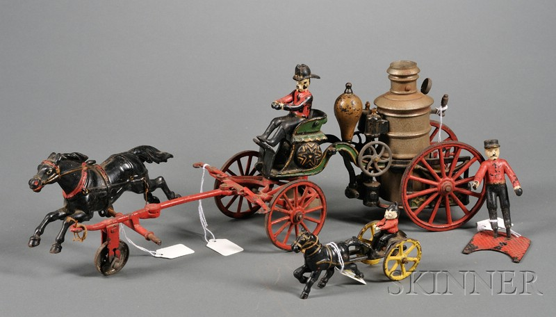 Pratt Letchworth Cast Iron Fire Pumper and Several Other Cast
