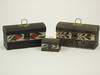 TOLE TRINKET BOXES Collection of three small dome top tole