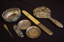 1 BAG INC 19THC CONTINENTAL SILVER BASKET LETTER OPENER PIN