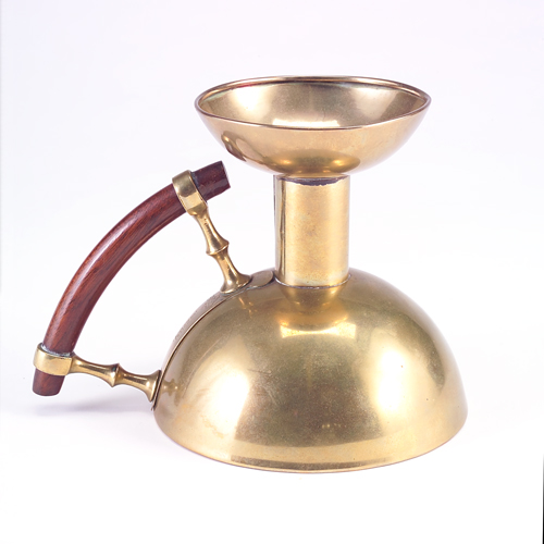 CHRISTOPHER DRESSER Brass chamberstick with wooden handle Stamped Chr Dresser