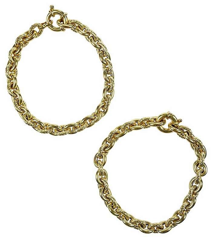 18kt Necklace fancy link design comprised of two sections stamped