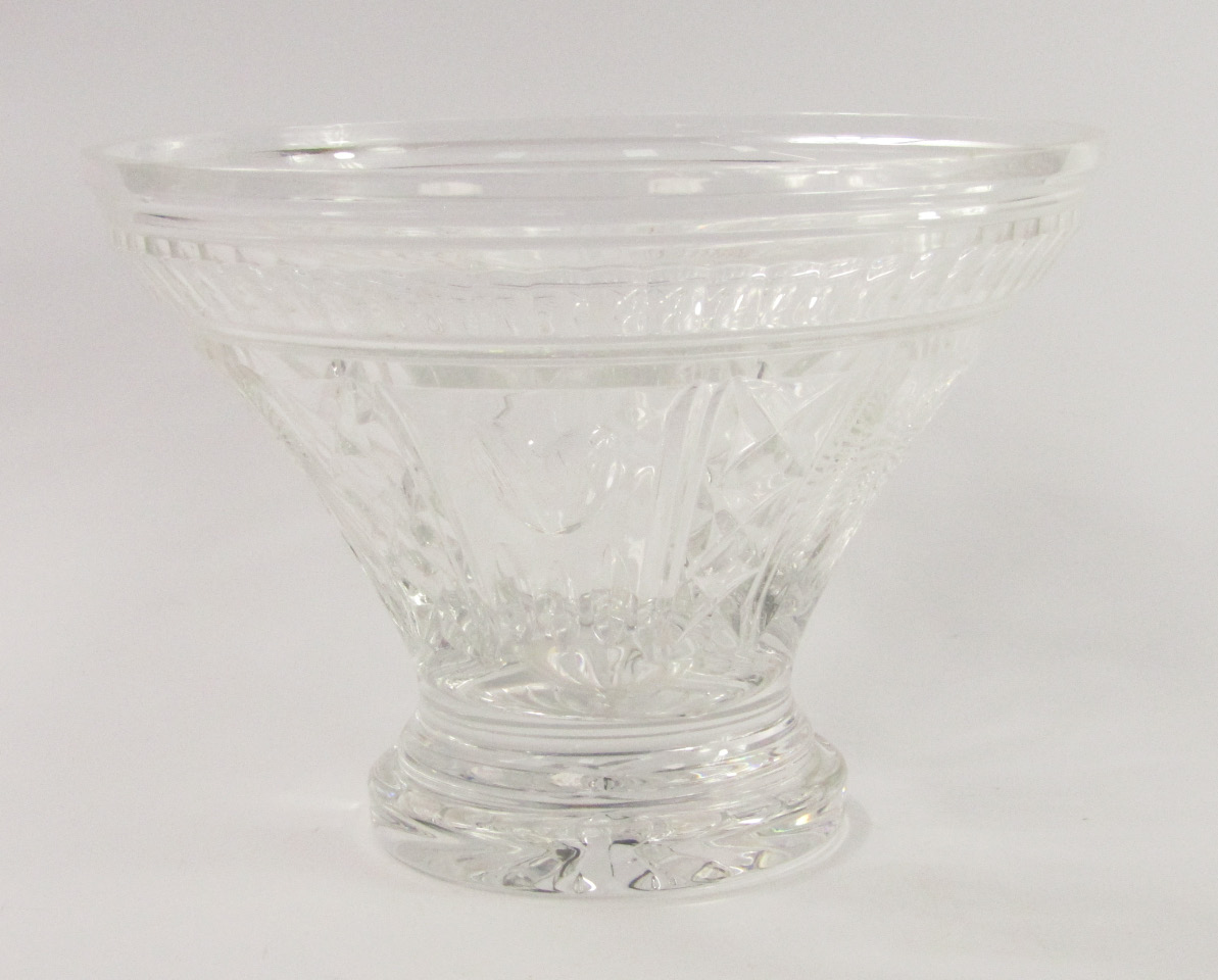 A Waterford Millennium cut glass centrepiece bowl of tapering footed