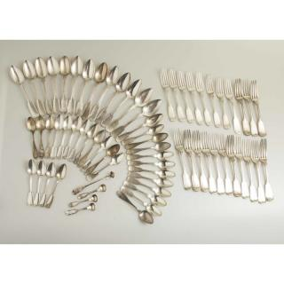 Assorted Silver Flatware Plain Thread Pattern Lot of 67 pieces