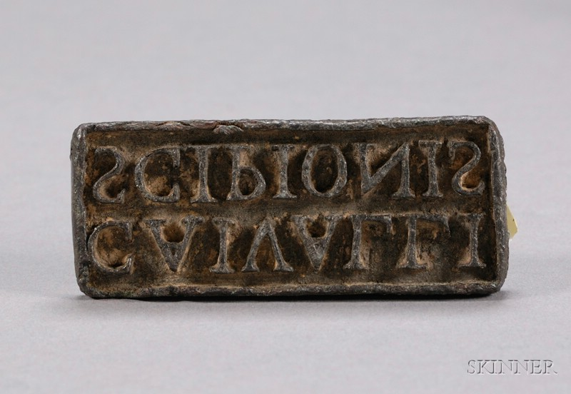 Bronze Stamp Roman 2nd century inscribed Scipionis Caivalli lg 2