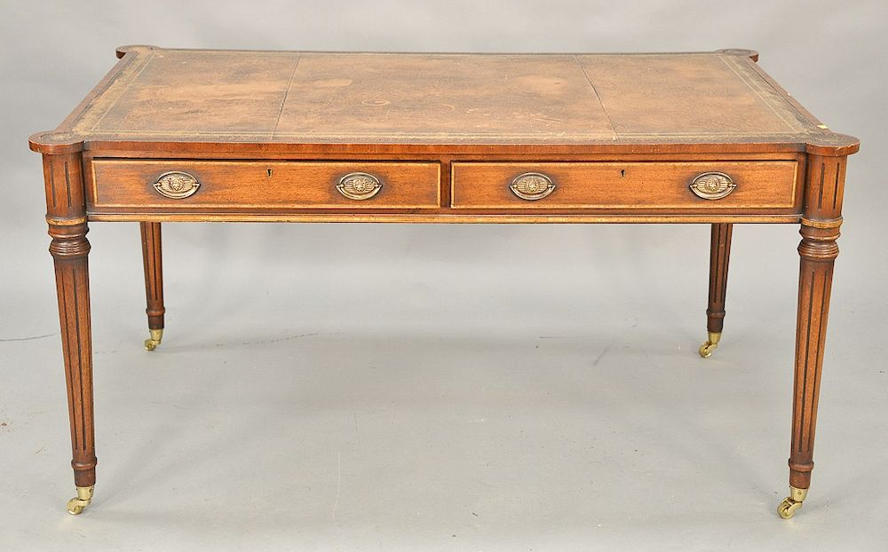 Louis XVI style partner s writing table with leather top