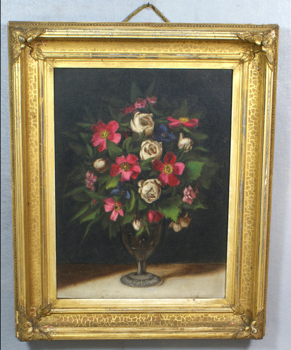 Floral still life oil on board late 19th early 20th