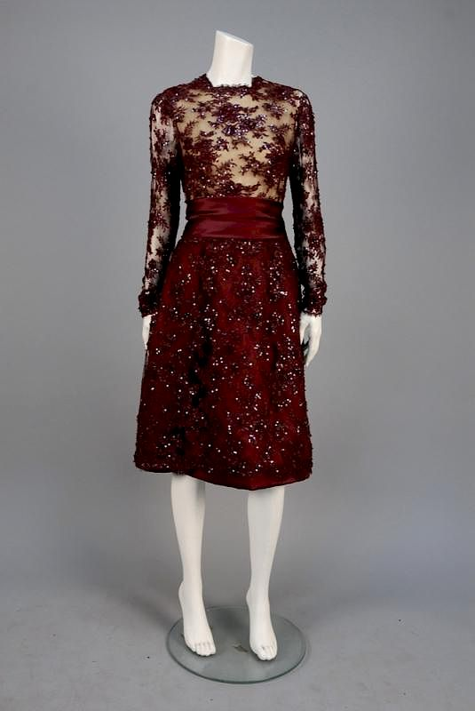 JOHN ANTHONY MADE to ORDER BEADED COCKTAIL DRESS 1980s 1990s