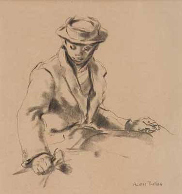 ANDR E RUELLAN Figure Study for Market Place Charcoal on