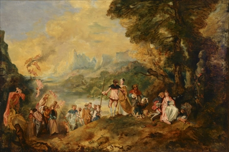After Jean Antoine Watteau French 19th Century Pilgrimage to Cythera
