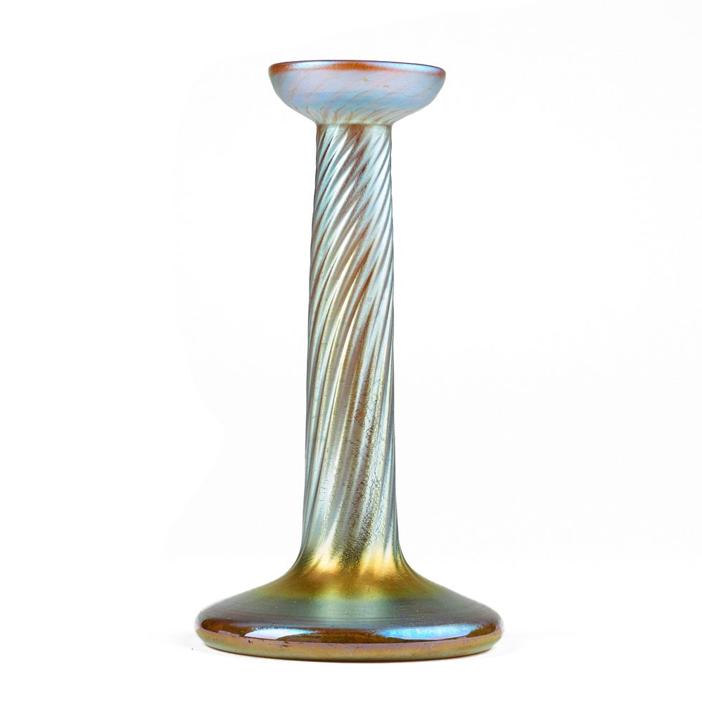Tiffany Favrile Art Glass Twist Candlestick Tiffany New York USA