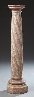 French Highly Figured Pink Marble Pedestal early 20th c the