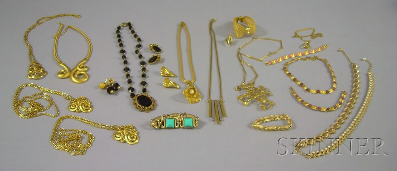 Group of Mostly Signed Costume Jewelry including a Schiaparelli black