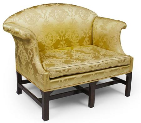 GEORGE III MAHOGANY SETTEE 18TH CENTURY WITH ALTERATIONS the arched