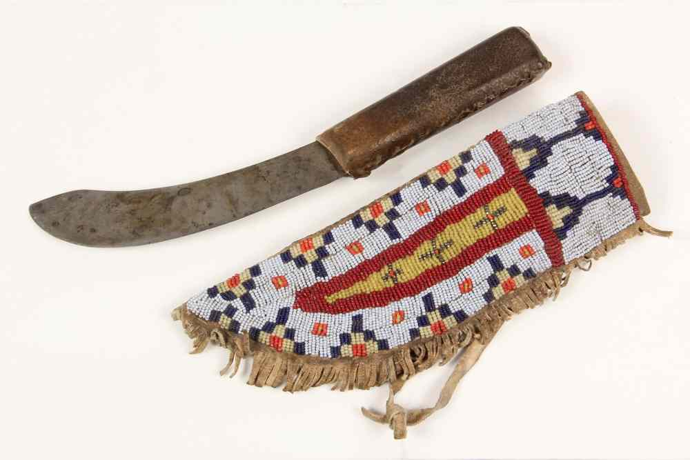 NATIVE AMERICAN KNIFE SHEATH KNIFE Late 19th c Northern Plains
