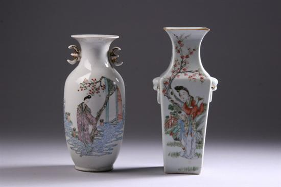 TWO CHINESE FAMILLE ROSE PORCELAIN VASES Late Qing Dynasty early