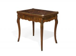 A LOUIS XV STYLE KINGWOOD MARQUETRY AND ORMOLU MOUNTED CARD