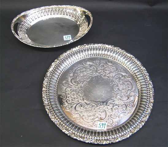 TWO ENGLISH BIRKS REGENCY PLATE SERVING PIECES silver plated marked