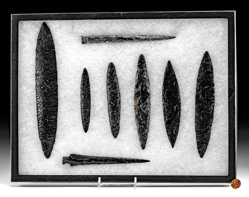 8 Large Colima Obsidian Blades Pre Columbian West Mexico Colima