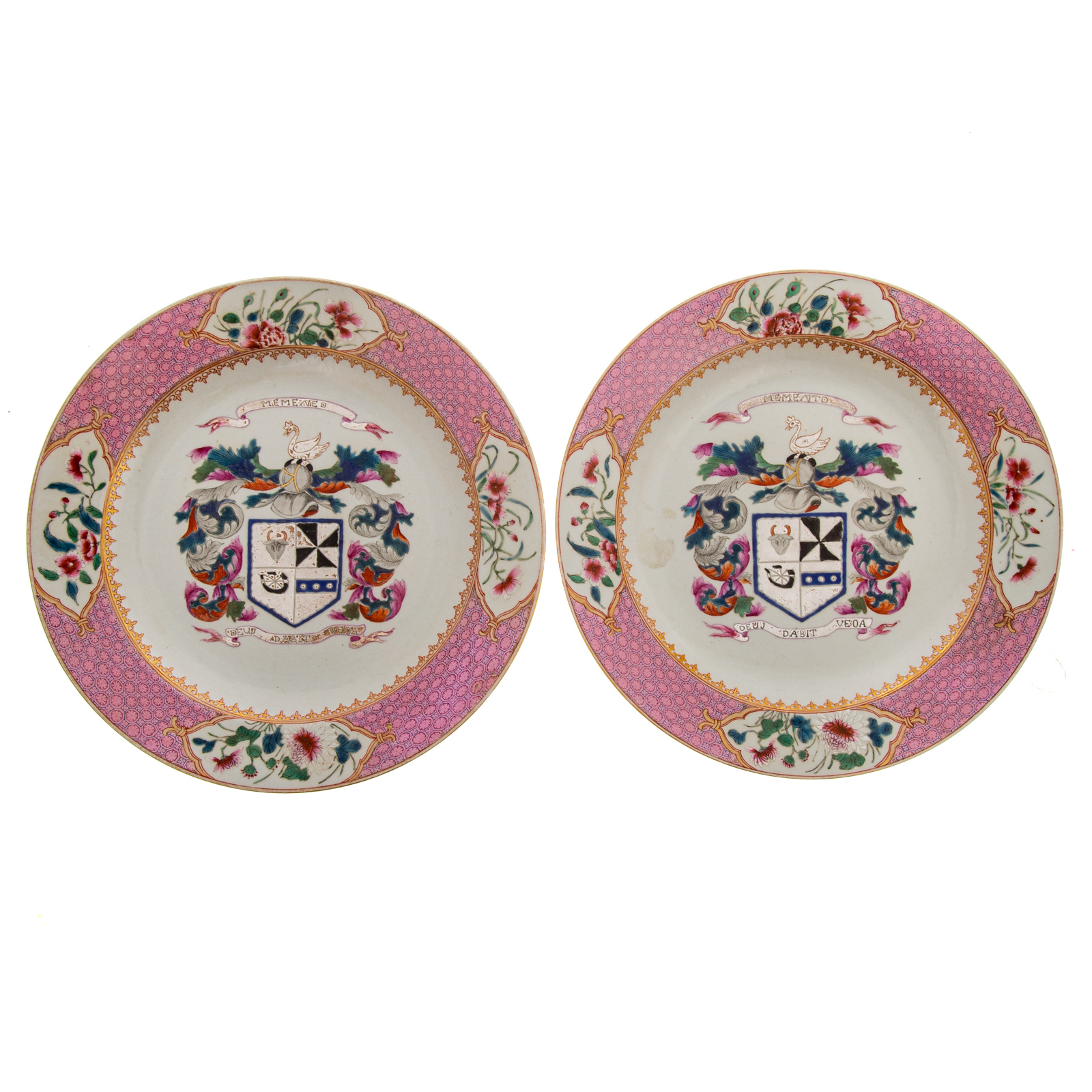TWO ENGLISH MARKET CHINESE EXPORT ARMORIAL CHARGERS Yongzheng Era circa