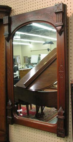 Antique Eastlake walnut wall mirror 38 x 23 carved frame