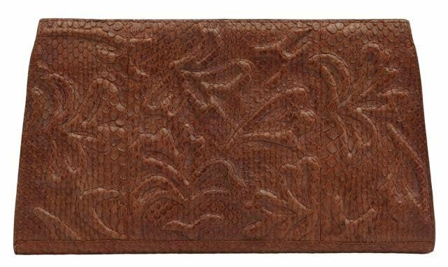 Nancy Gonzalez brown python clutch bag magnetic top closure gold