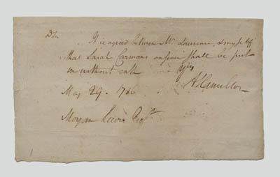 Alexander Hamilton autograph note D Sir It is agreed between