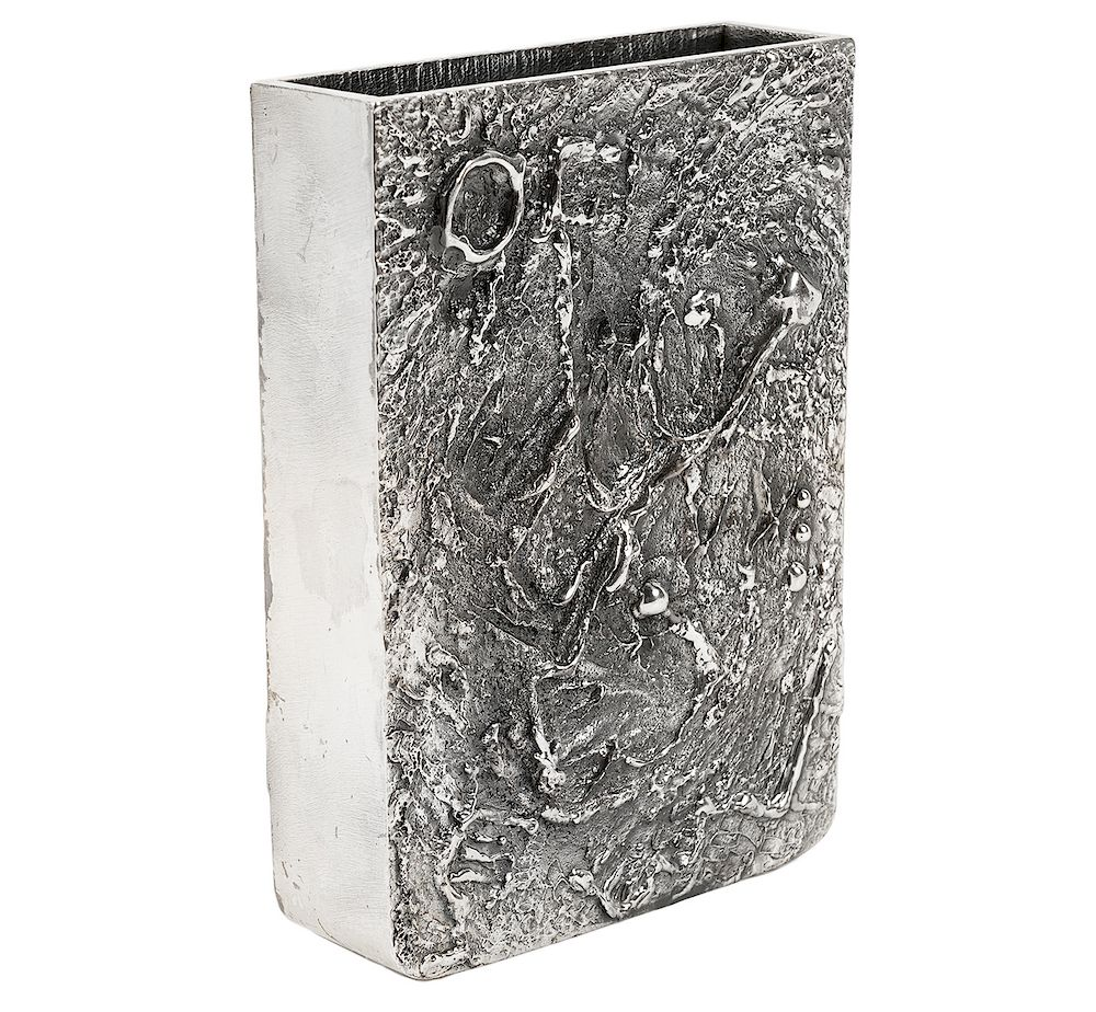 Guy Vidal Rectangular Pewter Vase Guy Vidal rectangular pewter vase