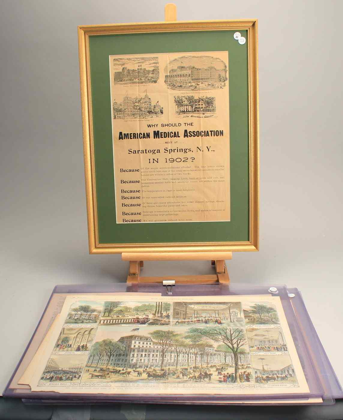SEVENTEEN ILLUSTRATED NEWSPRINT PAGESFour framed items include black and white