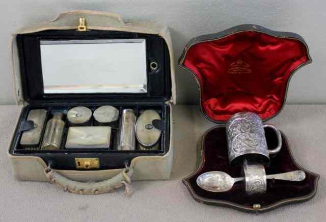 STERLING 3 Piece Set in a Leather PresentationCase with an