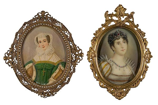 CONTINENTAL PORTRAIT MINIATURES ON IVORY OF ROYALS Continental late 19th