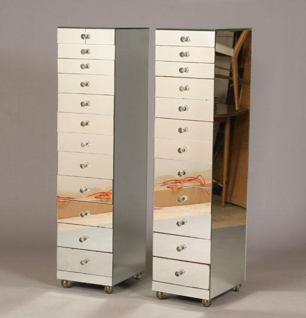 Pair Art Deco mirrored lingerie boudoir chests of drawers ball