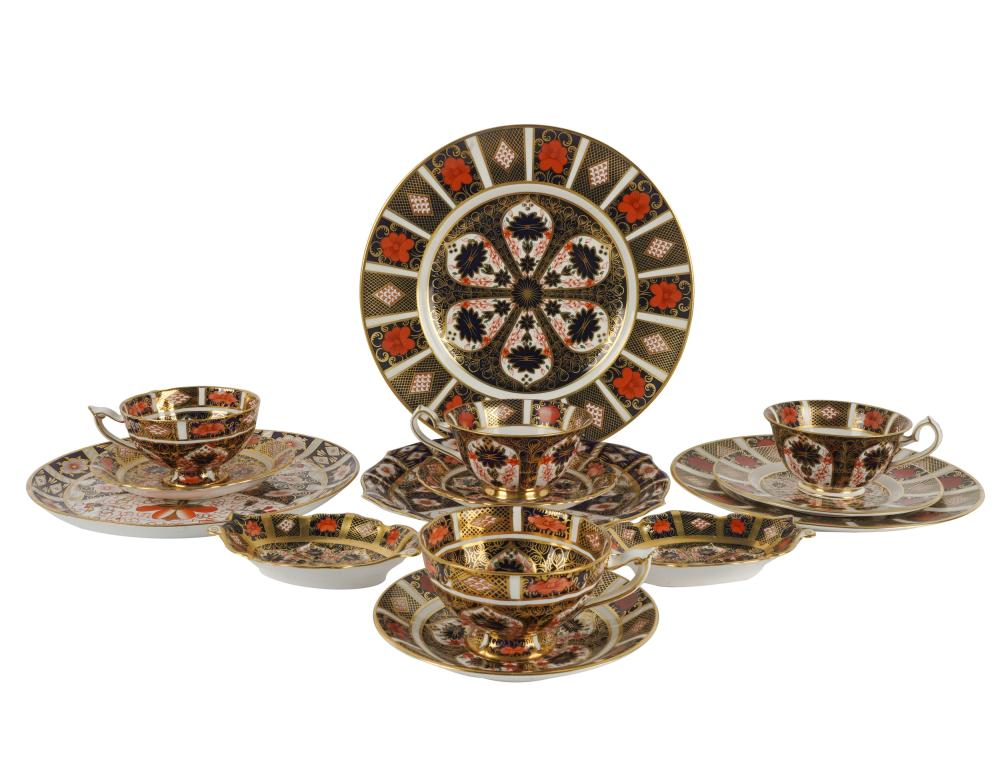 ROYAL CROWN DERBY OLD IMARI PORCELAIN SERVICEred printed factory marks
