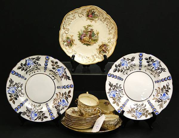 A Rosenthal porcelain part dessert service ten Wedgwood porcelain plates