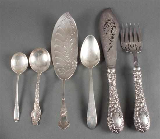 Assorted American sterling silver serving pieces and flatware by various