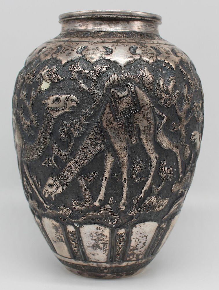 SILVER 20th C Iranian 875 Silver Vase Iranian 875 silver