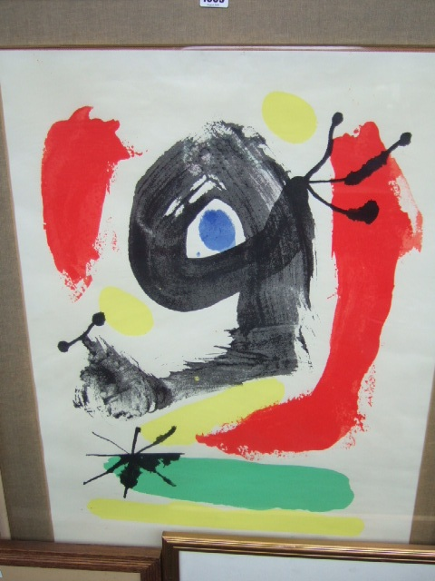 After Joan Miro Abstract composition colour lithograph bears a signature