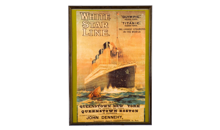 Framed White Star Line Coloured Graphic Poster Depicting S S