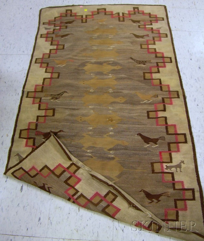 Navajo Pictorial Weaving including birds and other figures approx lg