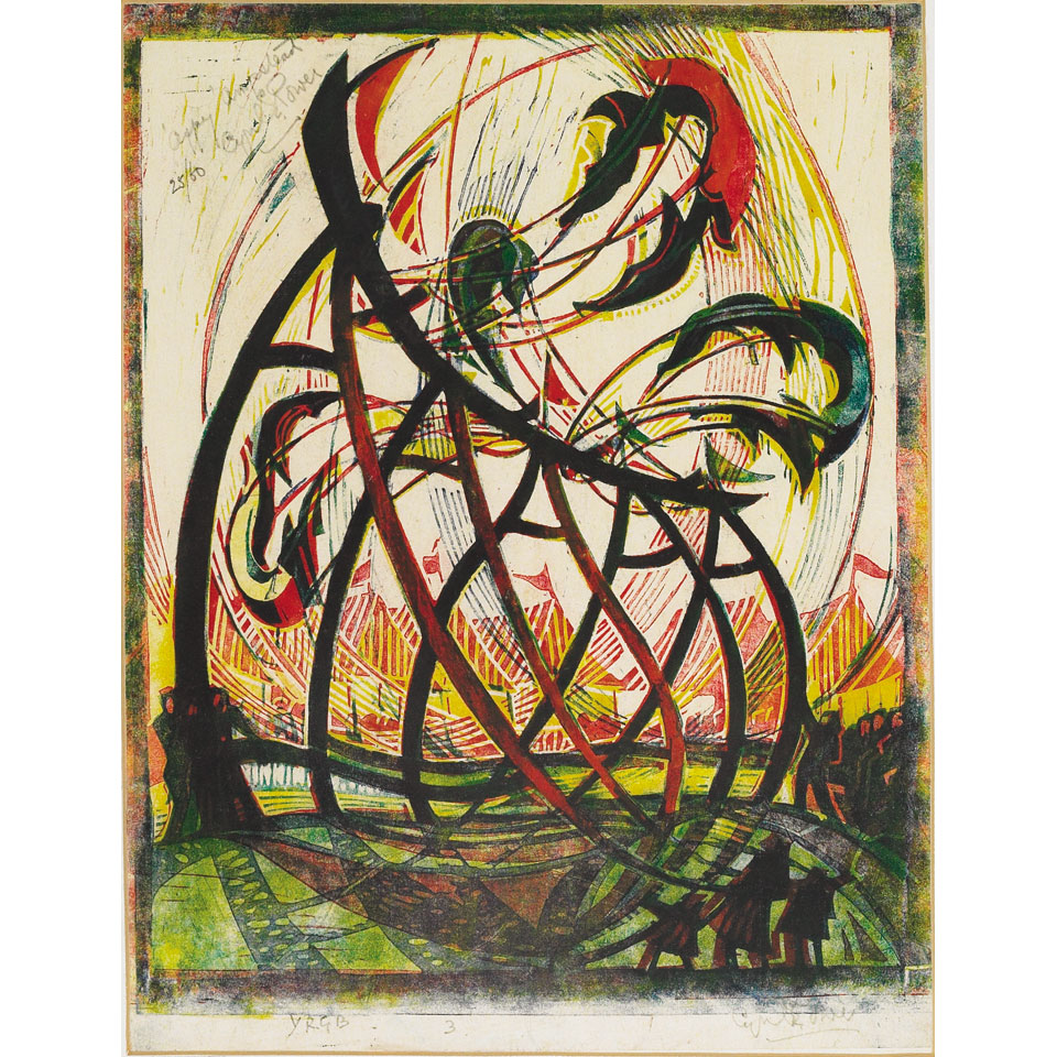 Cyril Edward Power 1874 1951 British APPY AMSTEAD Colour linoleum