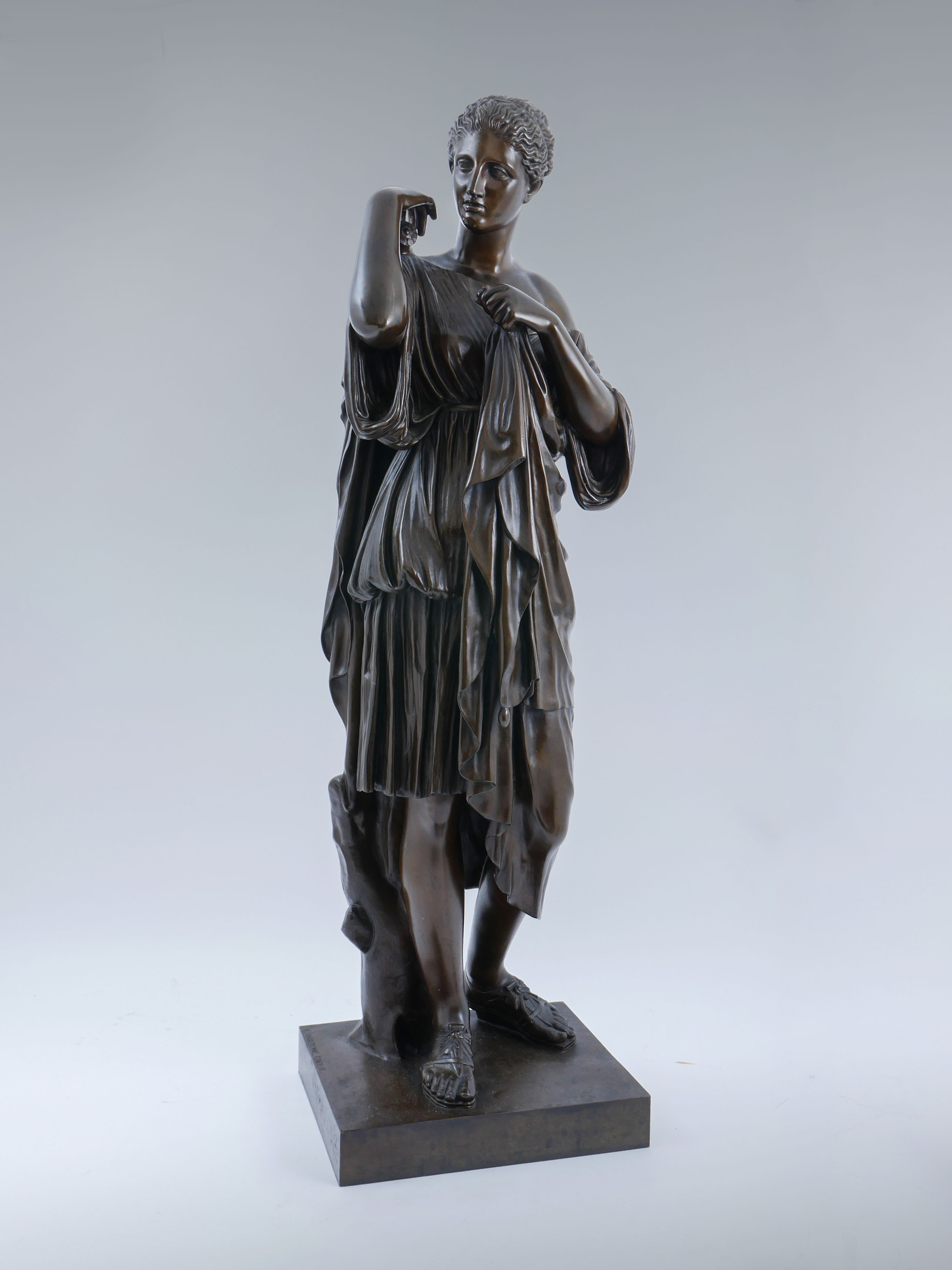 FERDINAND BARBEDIENNE BRONZE DIANE DE GABIES 19th C casting wonderful