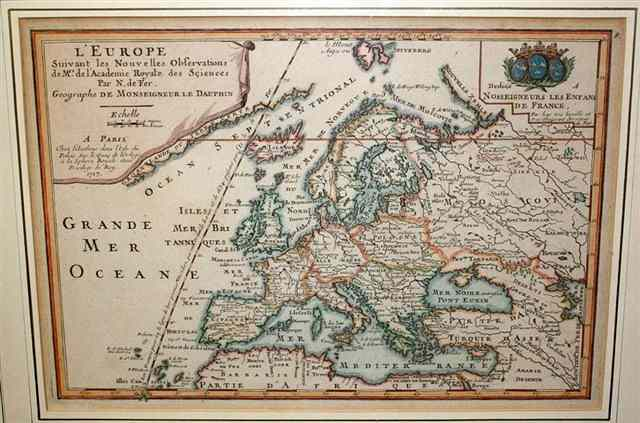 NICHOLAS DE FER L Europe engraving hand coloured 9 x