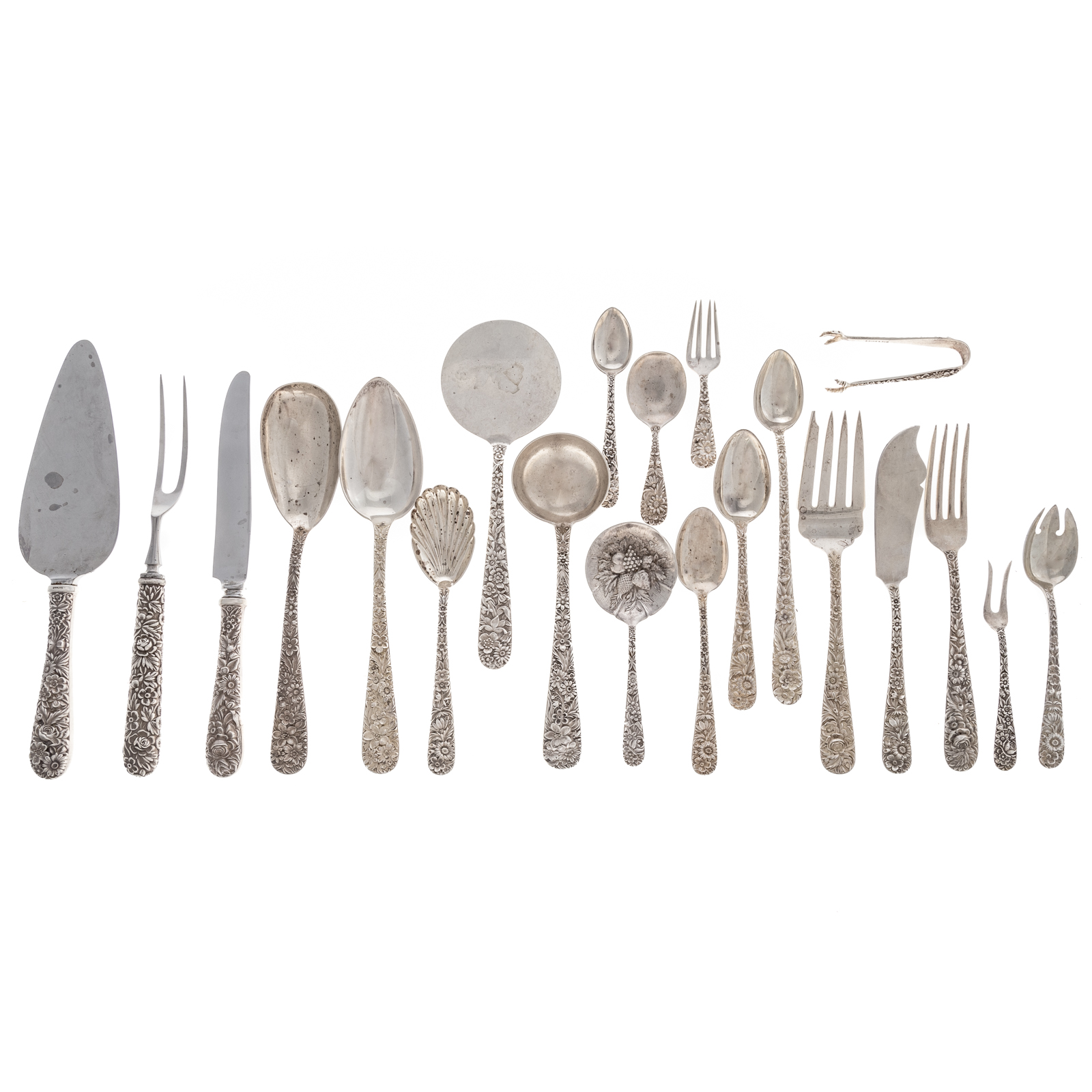 S KIRK SON STERLING REPOUSSE FLATWARE SERVICE Partial service including