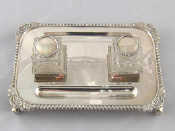 Naval interest A treasury style silver inkstand with cut glass