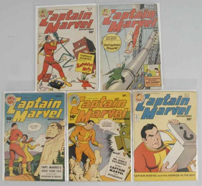 Lot of 5 1940s Captain Marvel Comics Description This lot