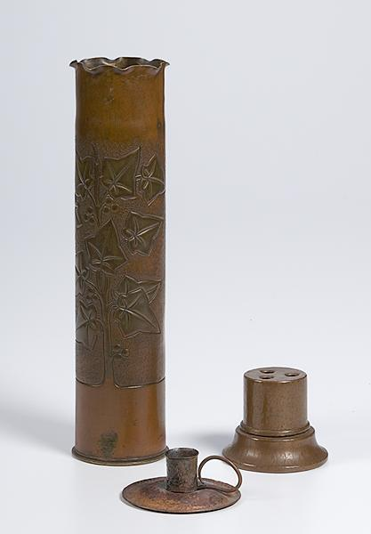 ARTS CRAFTS HAMMERED COPPER ITEMS Early 20th century three copper