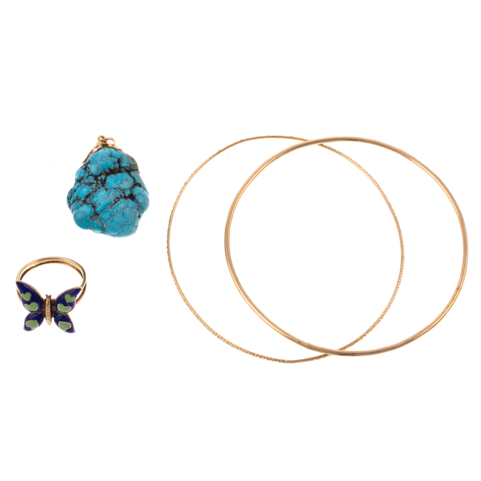 14K BANGLES 14K ENAMEL RING TURQUOISE PENDANT 1 14K yellow