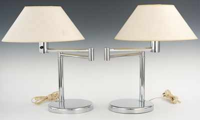 A Pair of Nessen Chrome Table Lamps Both of the