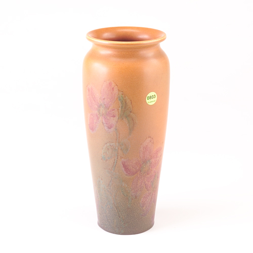 ROOKWOOD Tall Wax Matte vase painted by Elizabeth Barrett with